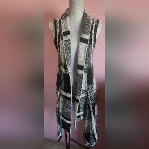 Joseph Black and White Open Front Cardigan